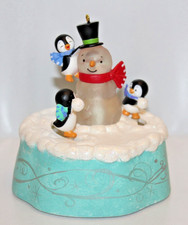 2021 Hallmark Keepsake Playful Penguins Magic Light Sound & Motion Ornament NIB