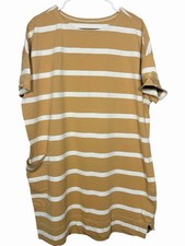 Everlane The Mariner Dress XL Shirt Dress Organic Cotton Stripe Tan White