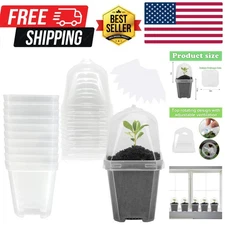 10PCS Clear Plant Nursery Pots with Humidity Dome - 3" Plastic Gardening Pot ...