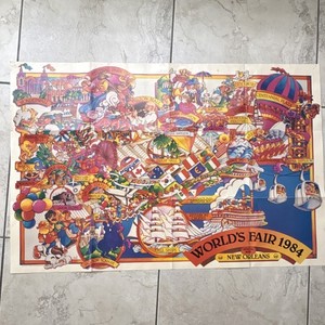 World's Fair 1984 New Orleans Official Map Illustrated Poster