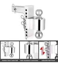 Maxxhaul 50246 6 Inch Drop 7"  Aluminum Adjustable Dual Ball Mount NEW