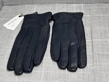 Harssidanzar Mens Leather Gloves SM046US Navy Small Soft Lined Winter New
