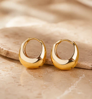Creolen Ohrringe 18K Gold Vergoldet Damen Schmuck Hoop Earrings Luxus Ohrschmuck - Bild 1 von 3