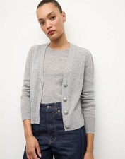 NEW AUTH VERONICA BEARD Solene Cashmere Cardigan Heather Grey XS-XL