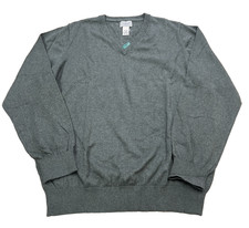 LL Bean Cotton Cashmere Sweater Men's Large Army Green V-Neck Lightweight NWT