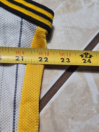 Maglia vintage Champion Jalen Rose #5 Indiana Pacers bianca gessato taglia 44 - Foto 7 di 11