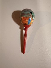 Hand Painted Maraca From Mexico Seed Pod Shaker Collectible Musical Instrument