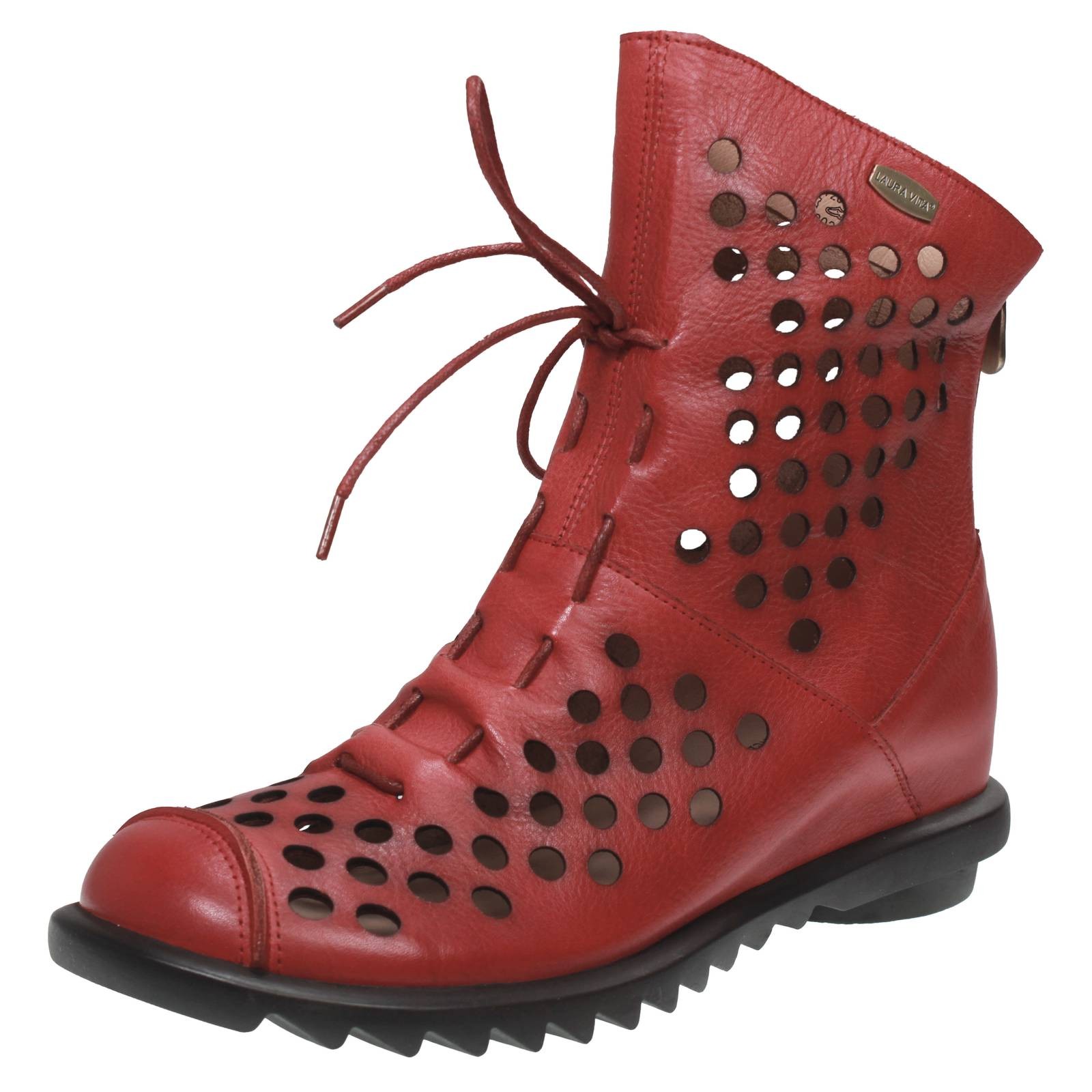 Laura Vita Leder Schnrstiefeletten mit rotem Reiverschluss - Gre 40 251 cm 23890₽