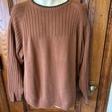 Vintage COLUMBIA Rust Brown Crew Neck Ribbed Cotton SWEATER Mens XL NEW 45 Tag