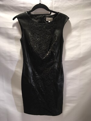 VAKKO BLACK LAMB LEATHER DRESS WITH LACE INSERT FRONT PANEL -SIZE 0 | eBay