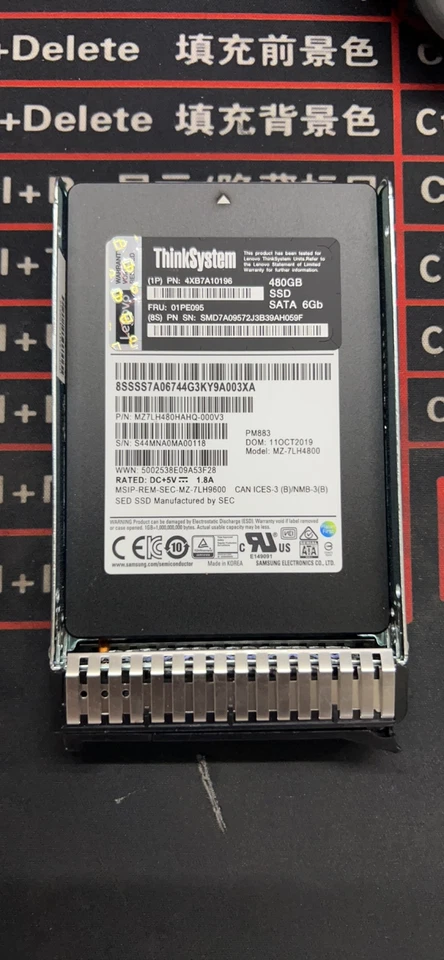 Lenovo ThinkSystem 01PE095 4XB7A10196 2.5" 480GB SATA SSD Solid State Drive - Image 2 of 2