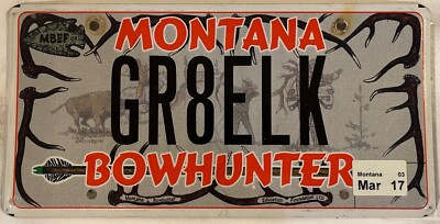 BOWHUNTER BOW HUNTER vanity GREAT ELK license plate Big Game Hunting Archery MT