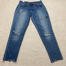 Kancan Womens Jeans sz 9 /28 Blue Denim Skinny Mid Rise Distressed Medium Wash
