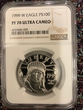 1999 W $100 1 Oz 9995 PLATINUM American EAGLE Proof Coin NGC PF70 UC 3599.00 per troy oz