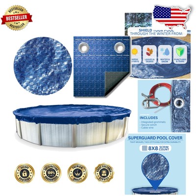22 FT UV-Blocking Winter Pool Cover for 18 FT Round Pools - Secure & Waterproof
