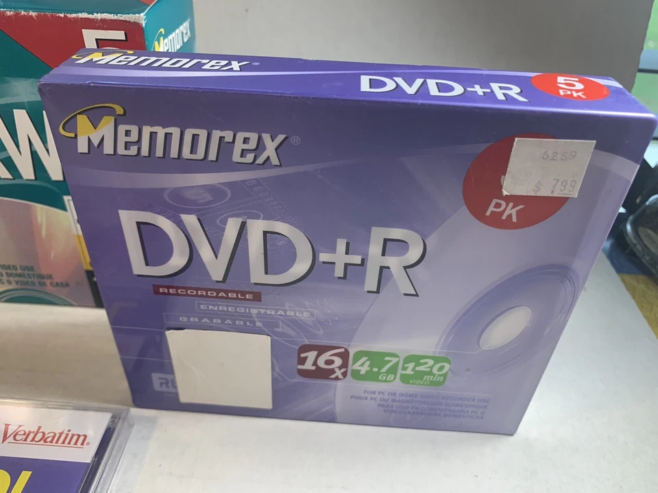 Memorex DVD-RW 4.7GB 120min + Verbatim 8.5gb 240min Total 16 discos Novo Na Embalagem - Imagem 4 de 4