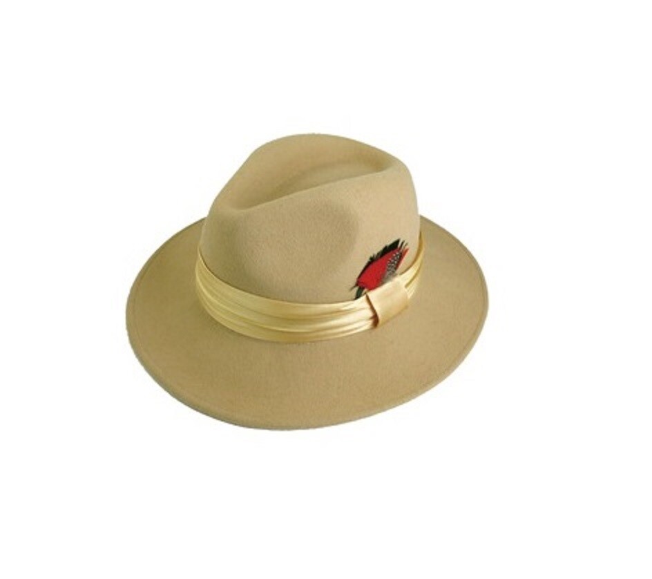 New Men's 100% Wool Fedora Trilby Mobster Hat Red