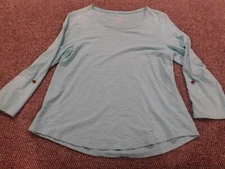 Chicos 1 top Blue womens pullover stretch ultimate tee blouse