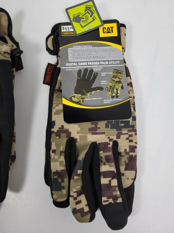 Guantes utilitarios de palma acolchados camuflados digitales CAT para hombre Foto 2 de 4