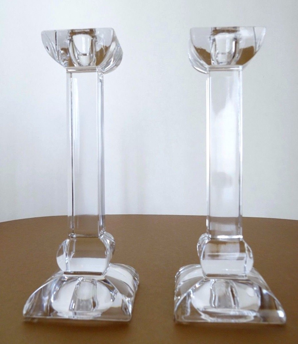 Set of 2 Villeroy & Boch Crystal Glass Candle Stick Holder 7