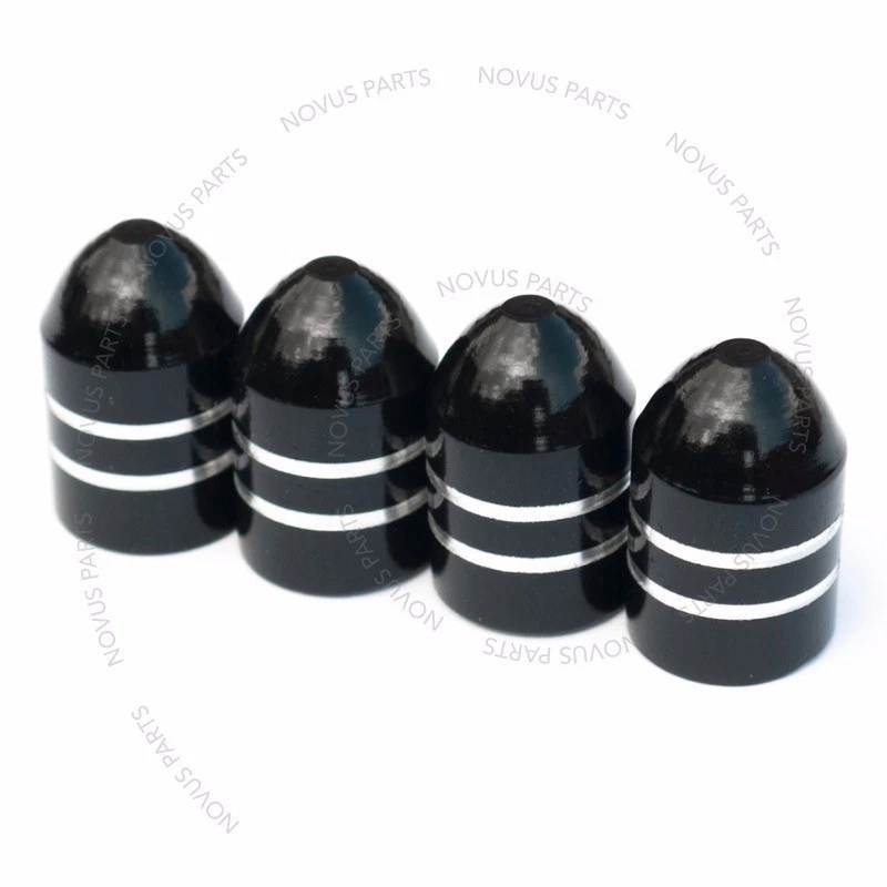 For Ford Mustang Taurus F-150 Black 4pcs Bullet Style Tire Valve Cap Rim Vehicle - Image 2 of 4