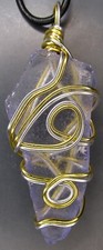 Jewelry Wire Wrapped Purple Seaglass Freeform Pendant  Necklace Handmade Gift