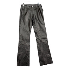 Wilsons Leather Pants Womens 4 Black Maxima 28x34 Raw Hem Boot Cut 90s Y2K NWT