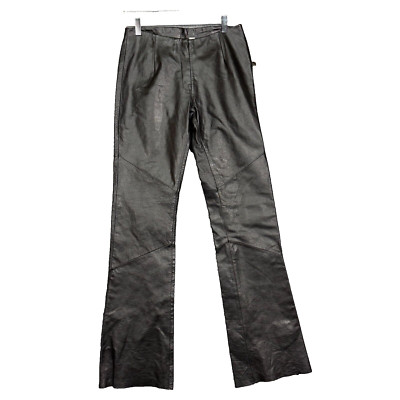 Wilsons Leather Pants Womens 4 Black Maxima 28x34 Raw Hem Boot Cut 90s Y2K NWT