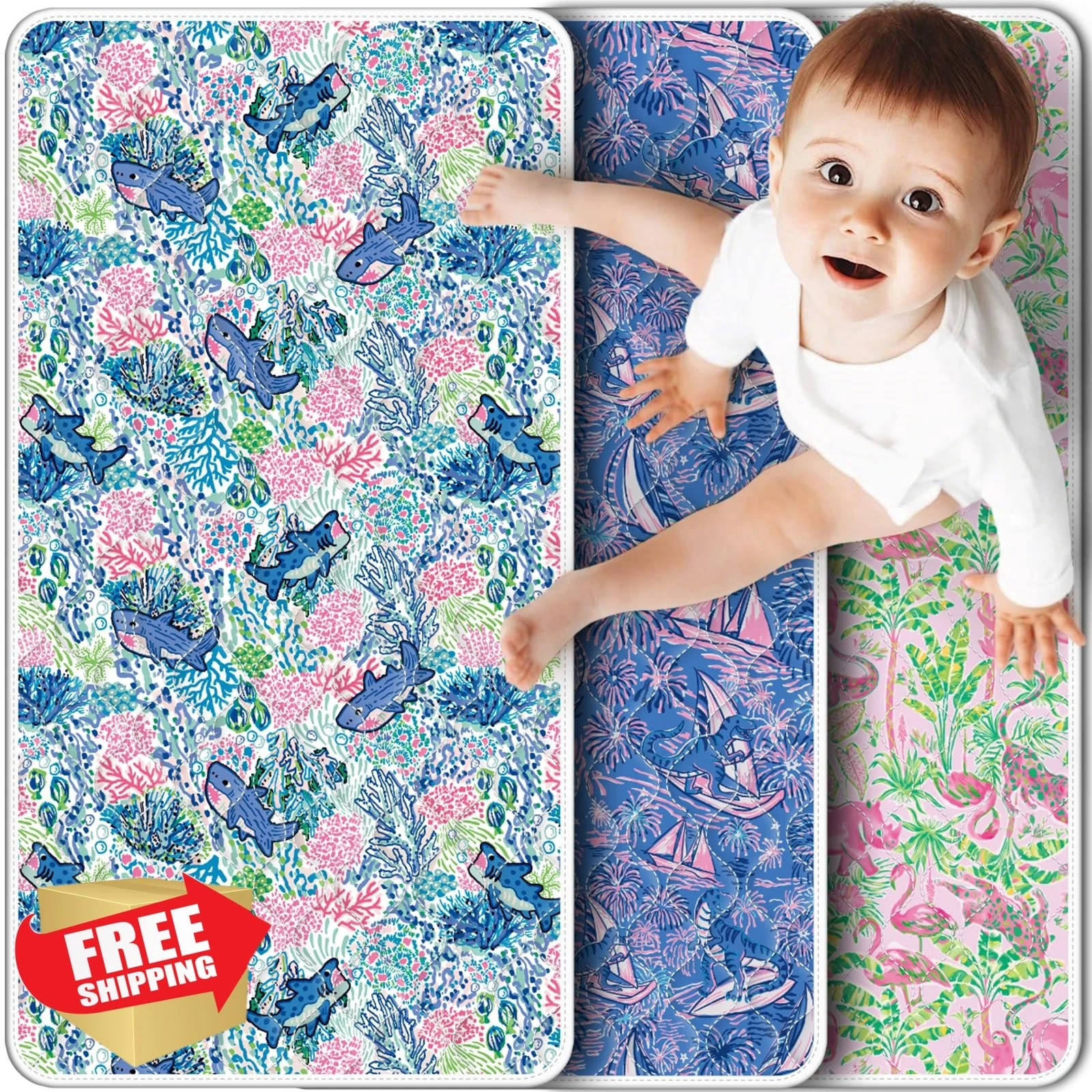 Enifine Bamboo Changing Pad 3pk R-Jungle Dino Shark