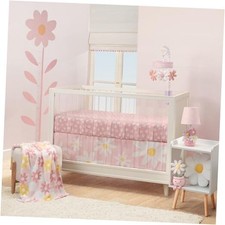 Daisy Dreams 3-Piece Crib Bedding Set - Pink, White, Modern, Garden Pink Daisy