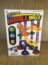 80 Piece Marble Maze Run STEM Construction Set Building Toy Fast Action