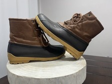 Sperry Rain Duck Boots Round Toe Lace Up Youth 4 M Port Brown SCK261491
