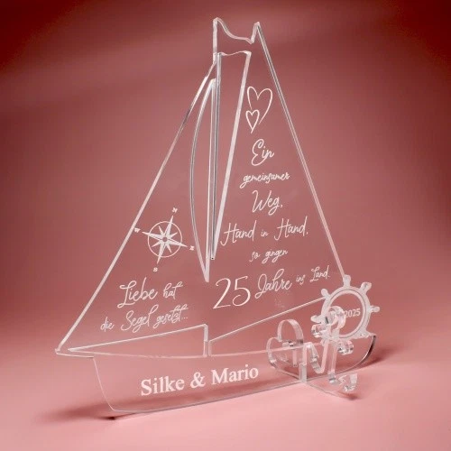 Silver Wedding Gift Silver Wedding Personalised Ship Acrylic 25 Years