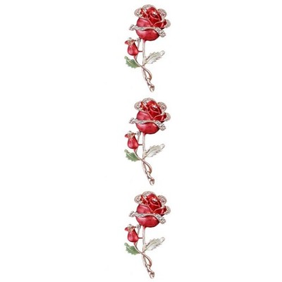  3 stücke rote zarte rose form brosche elegante strass stille legierung mode