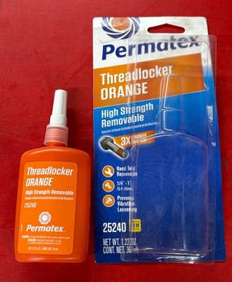 PERMATEX 25240 HIGH STRENGTH REMOVABLE THREADLOCKER ORANGE 3x STRONGER THAN BLUE