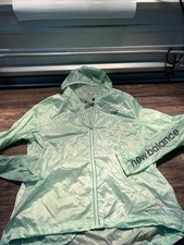 New Balance Windbreaker Jacket Women Large Mint Green Lightweight