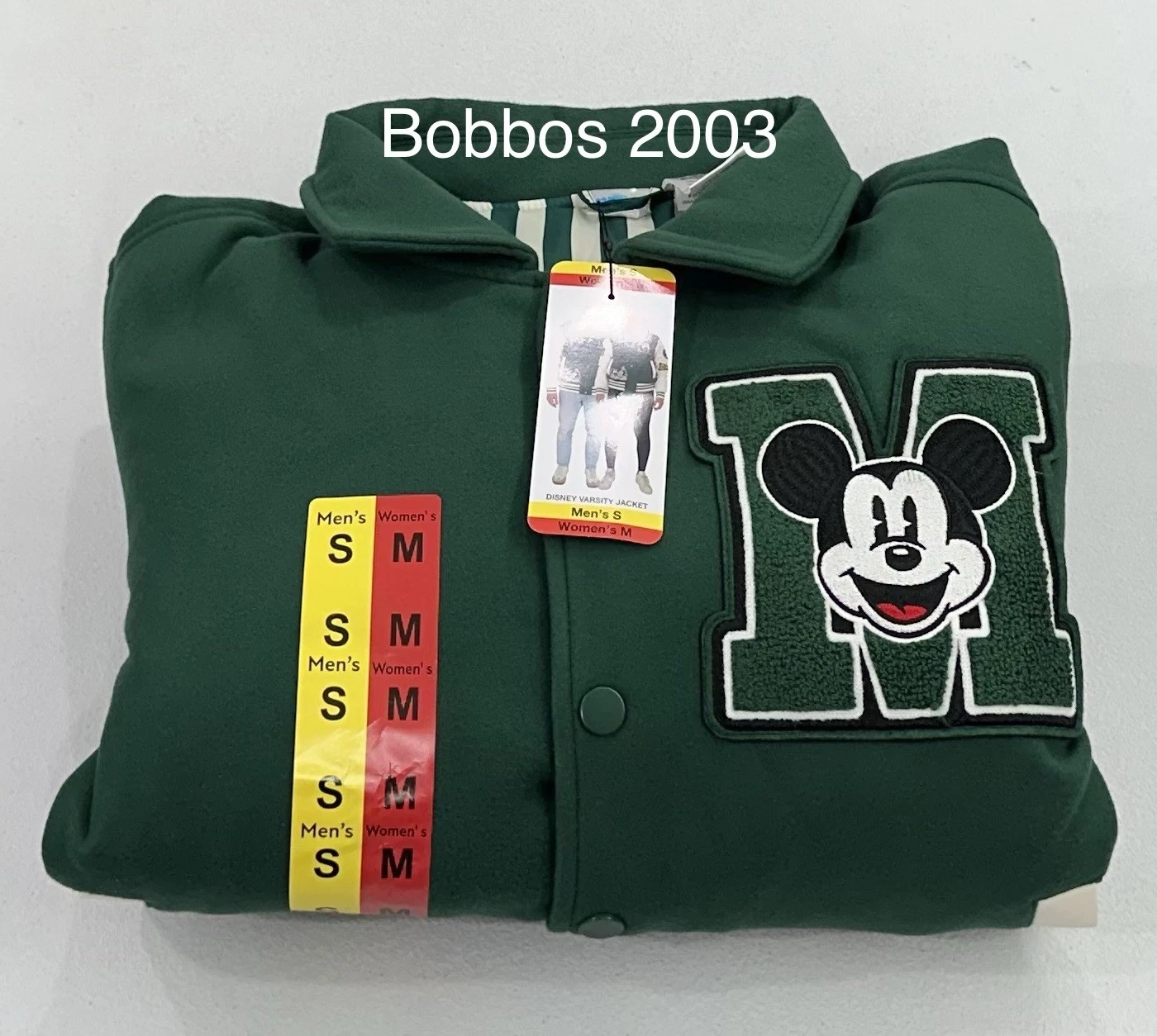 Disney Adult Unisex Varsity Snap Jacket, Green, Size Men's S / Women's M