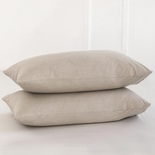 Pack of 2 Bedding Pillowcases 100 Washed Cotton Linen Like Textured Breathable