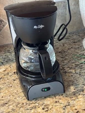 Mr. Coffee Compact  4 Cup Switch Drip Coffee Maker | Black & Stainless Steel