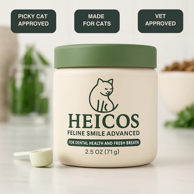 HEICOS Feline Smile Advanced Dental Powder for Cats - 2.5 oz. - NEW!!