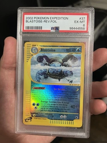 Pokémon Blastoise Expedition Base Set 2002 Reverse Holo Rare 37/165 PSA 6