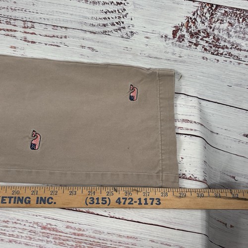 Pantalones para hombre Vineyard Vines bronceados 30x30 bandera americana patrón de ballenas K58 - Imagen 9 de 10