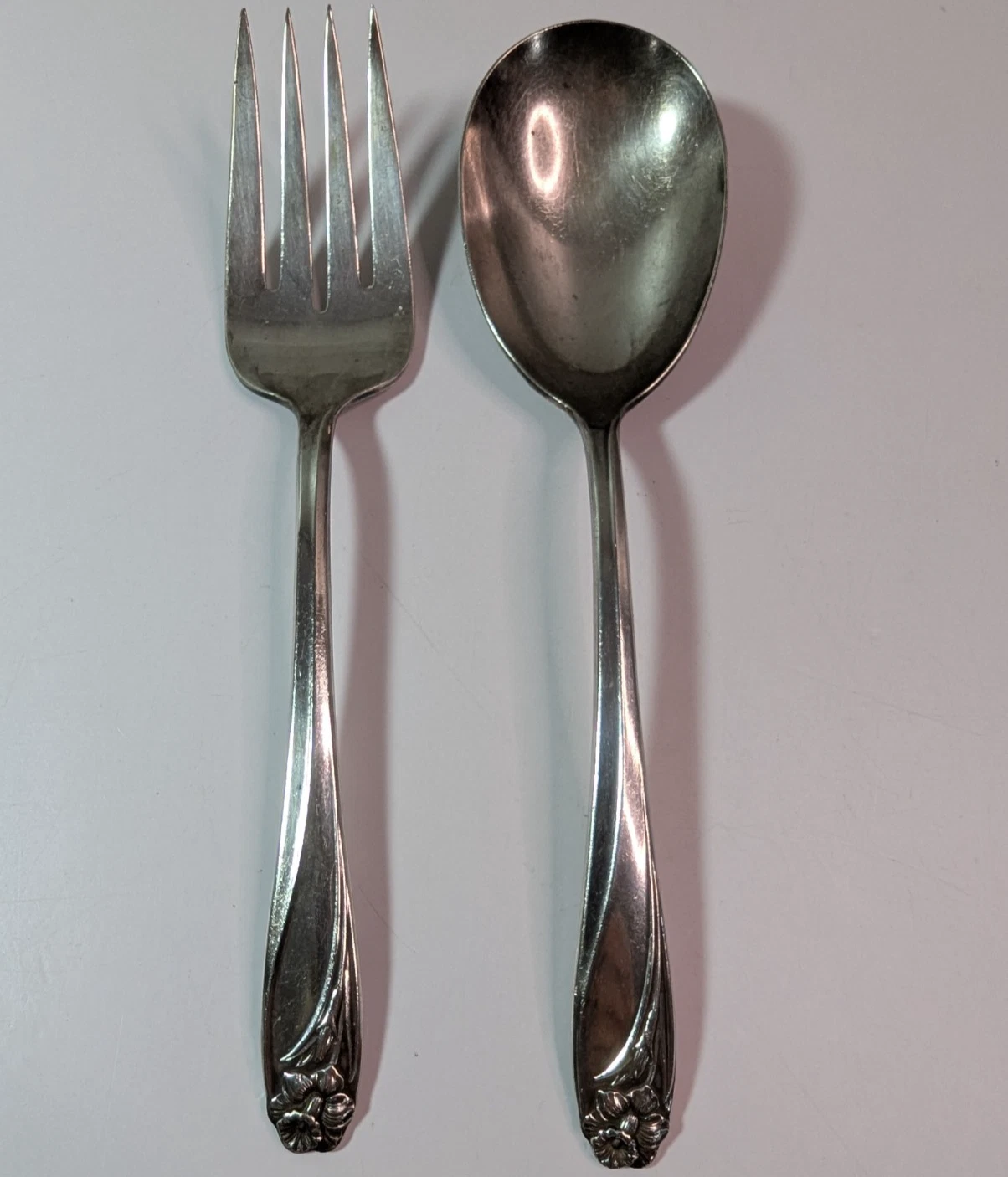 1847 Rogers Bros Daffodil Silverplate Serving Set Fork & Spoon