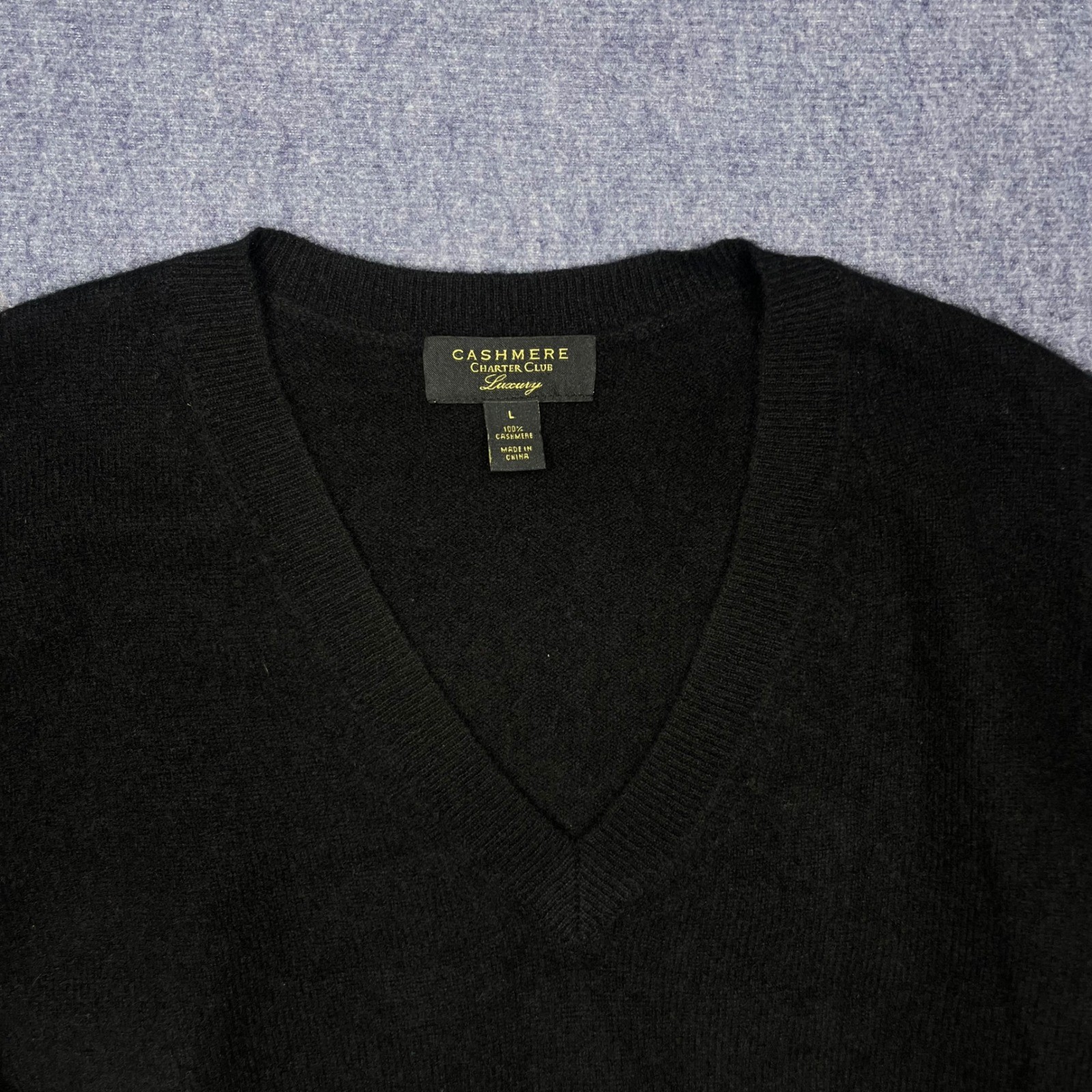 Charter Club Luxury Black 100% Cashmere V-Neck Sweater Womens Large Soft Classy