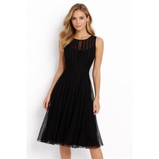 Xscape by Joanna Chen Black Mesh Striped Sleeveless Cocktail Dress Size 8