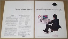 1985 IBM Personal Computer AT 2-Page Print Ad Vintage Advertisement Hats Off