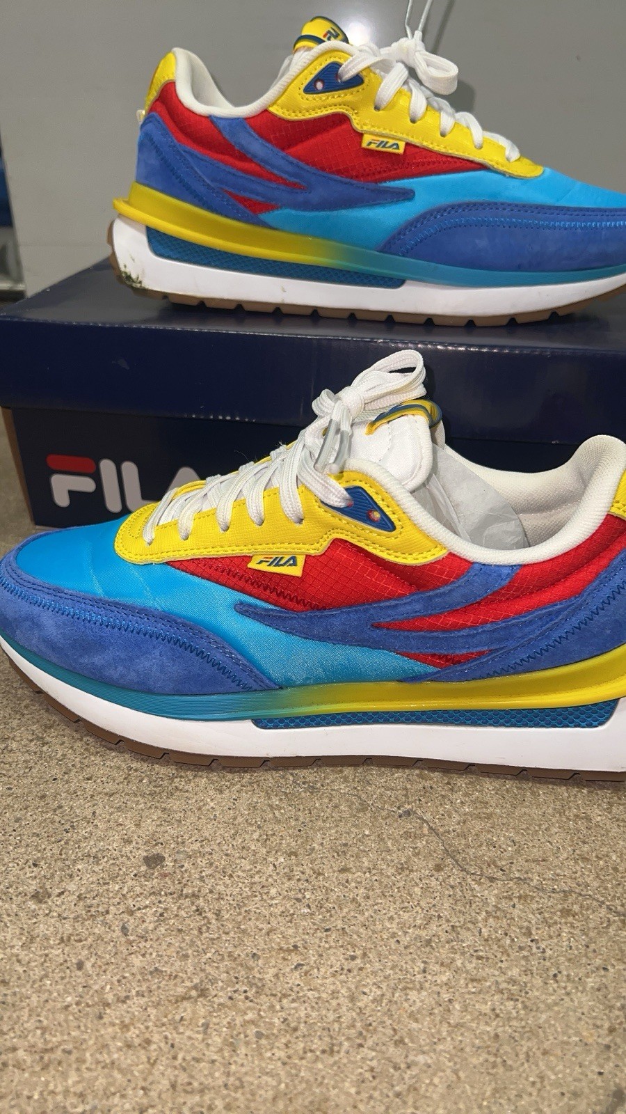 Sneaker donna FILA pre proprie multicolore giallo blu rosso e bianco con scatola 8 5