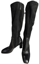 Franco Sarto L-Ravage Tall Boots  Black Faux Leather/Suede SZ 10