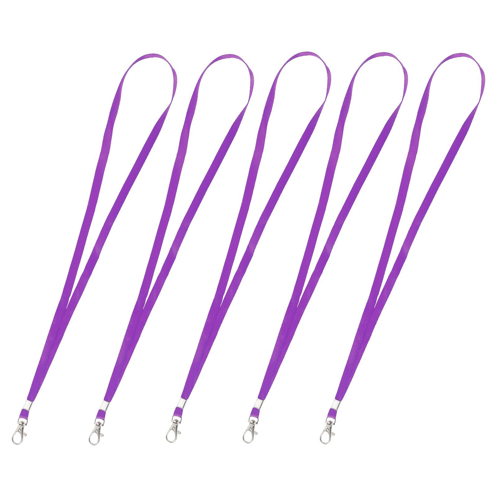 5 Purple Flat Lanyards with Swivel Hook Clip for Office Use