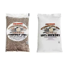 40 Lbs. Bags Perfect Mix Wood Pellets and Premium Hickory Pellets, (Pack-2)